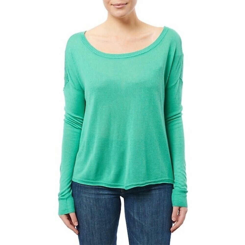 John & Jenn Boatneck Drop-Shoulder Cashmere And Modal Sweater Green Size S $118